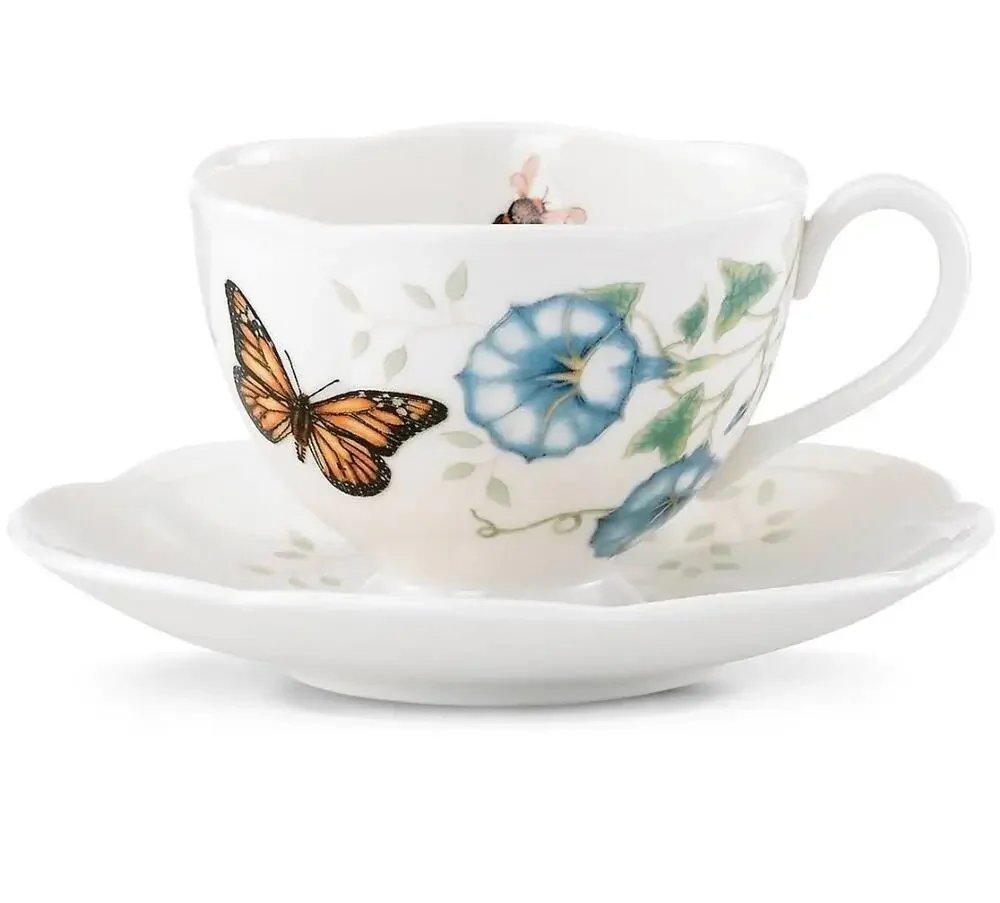NEW Lenox Butterfly Meadow Monarch Teacup & Saucer Plate (Capacity: 8 oz.)